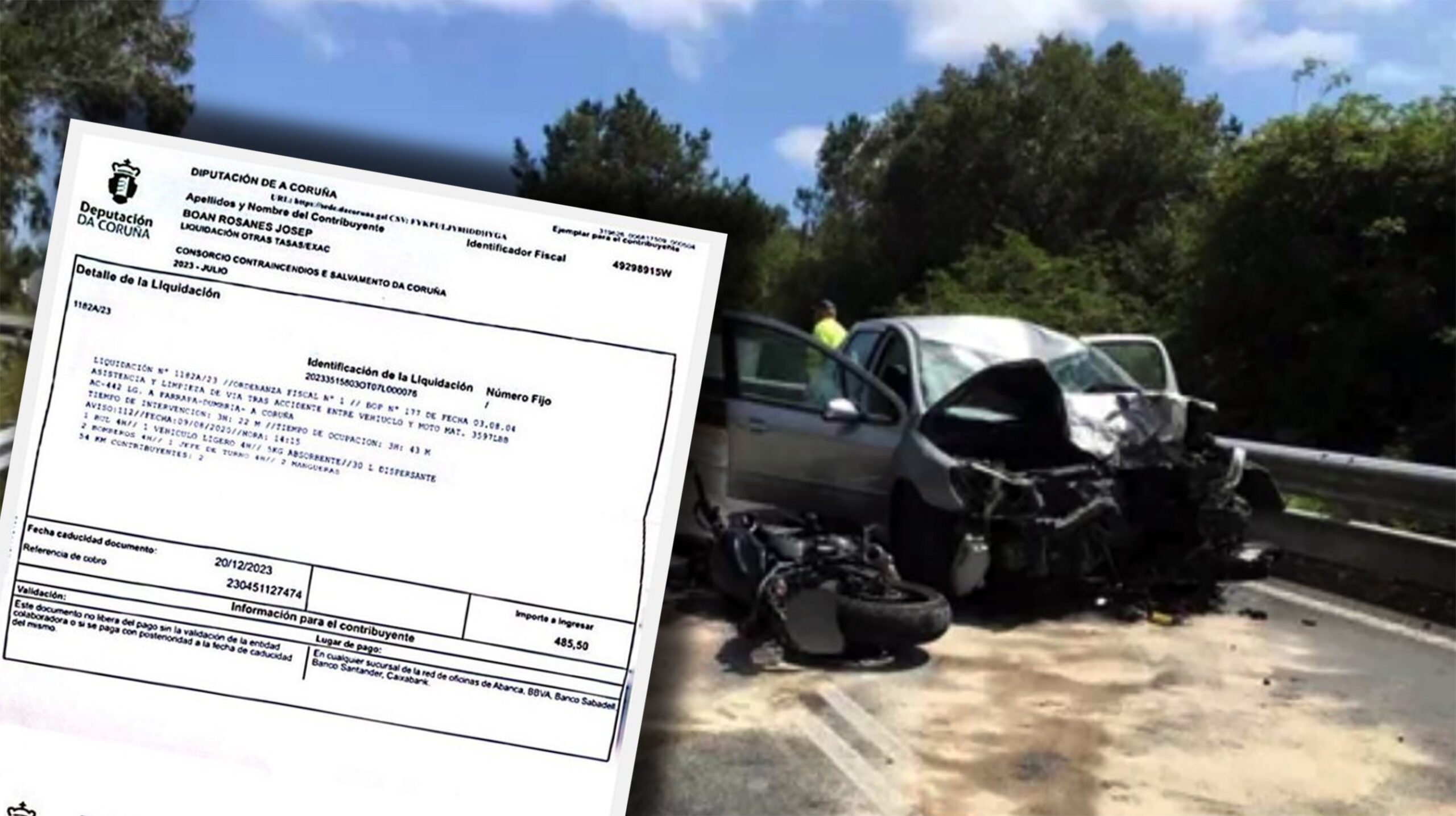 Reclaman 500 euros por la "limpieza de la carretera" a un motorista de Barcelona que murió en un accidente