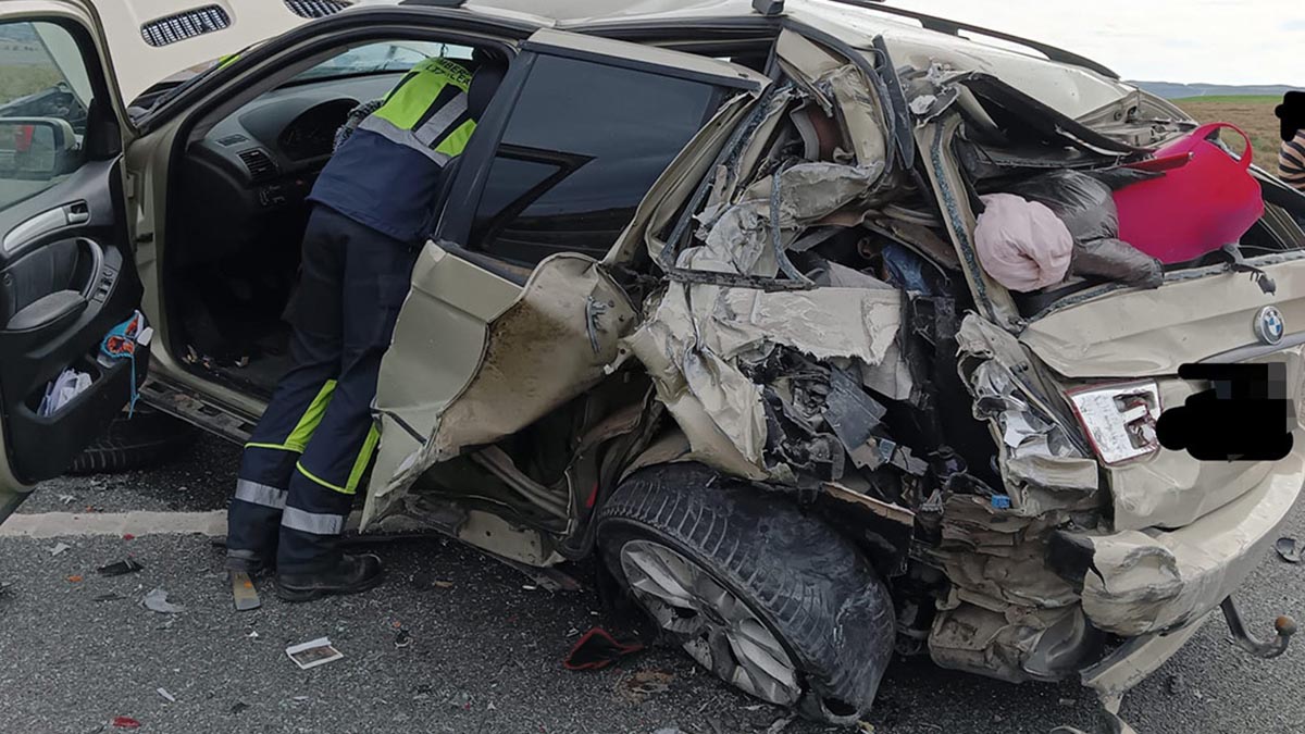 Un camión arrolla en Navarra a una familia que había parado el coche por una avería