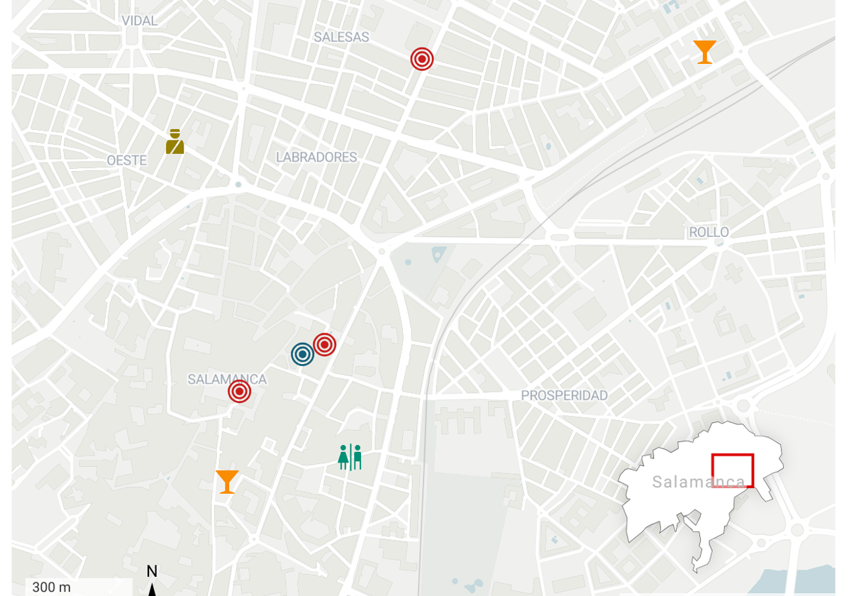 Peleas, botellones, ruidos y vandalismo: el mapa de incidentes de la fiesta salmantina de Hallowen