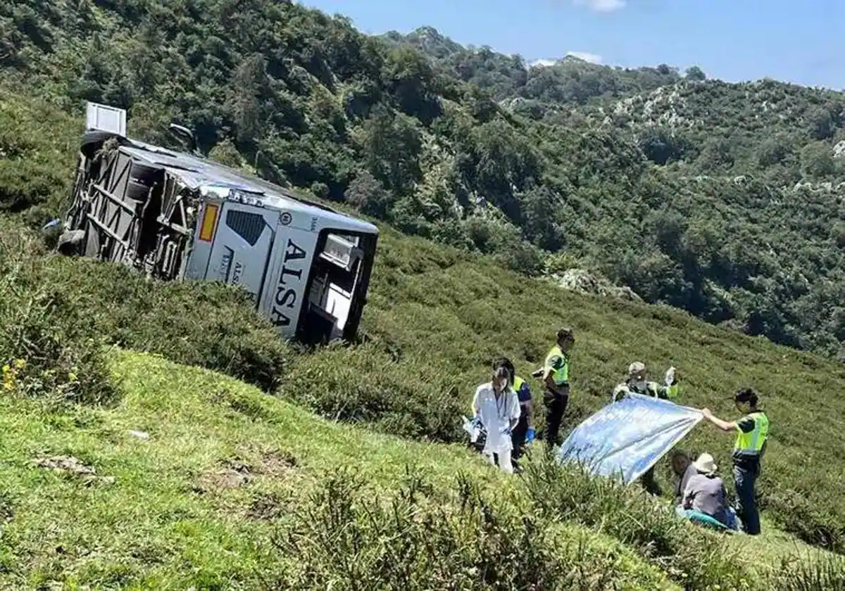 Una maniobra «incorrecta», la causa del accidente de autobús en los Lagos de Covadonga