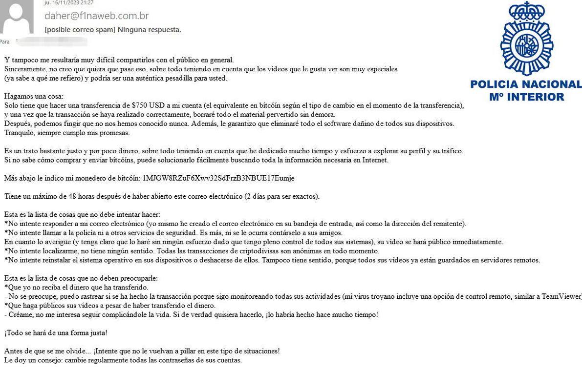 La Policía Nacional alerta de una nueva estafa de 'phishing' que notifica citaciones judiciales por mail