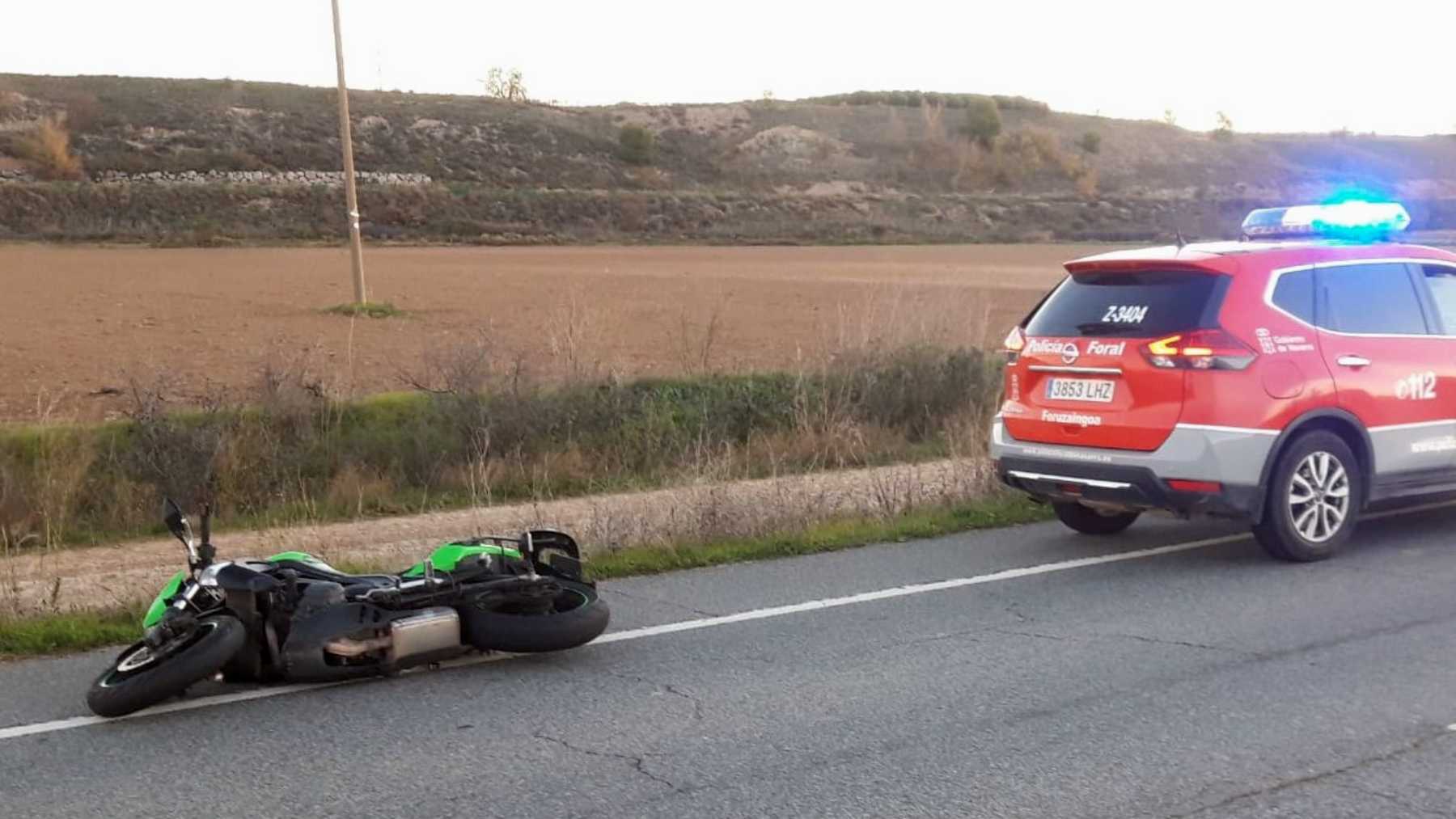 Motociclista resulta herido grave en accidente de tráfico en la carretera NA-134 de La Rioja