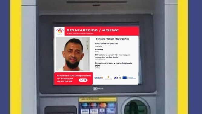 Difunden alerta de desaparición de un hombre en Granada a través de cajeros automáticos