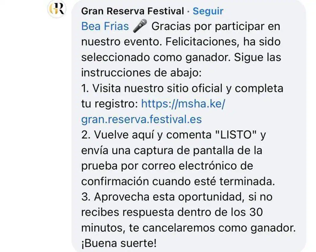 Suplantan la identidad del festival Gran Reserva en una estafa