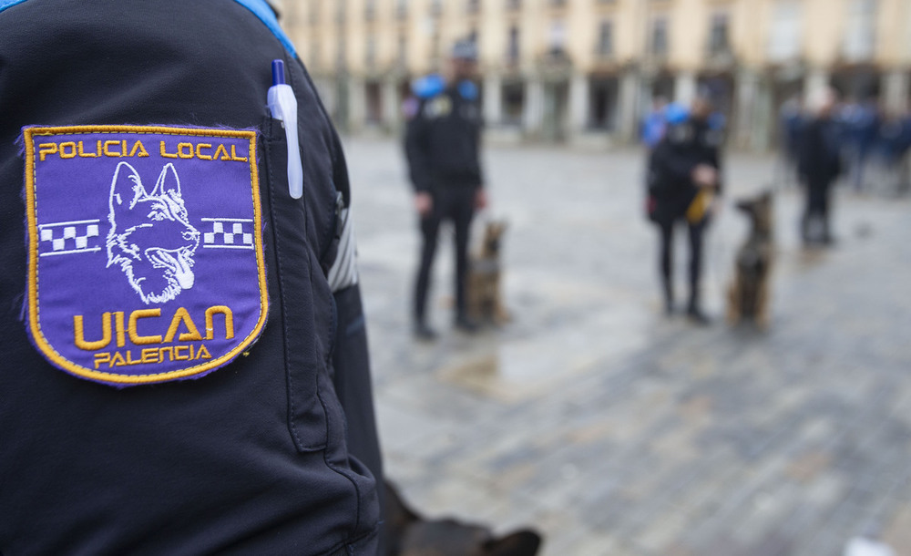 La Unidad Canina de la Policía Local de Palencia sorprende a tres jóvenes con drogas en plena vía pública