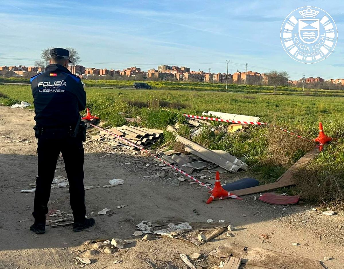 Segundo vertido ilegal de uralita detectado en Leganés en menos de un mes