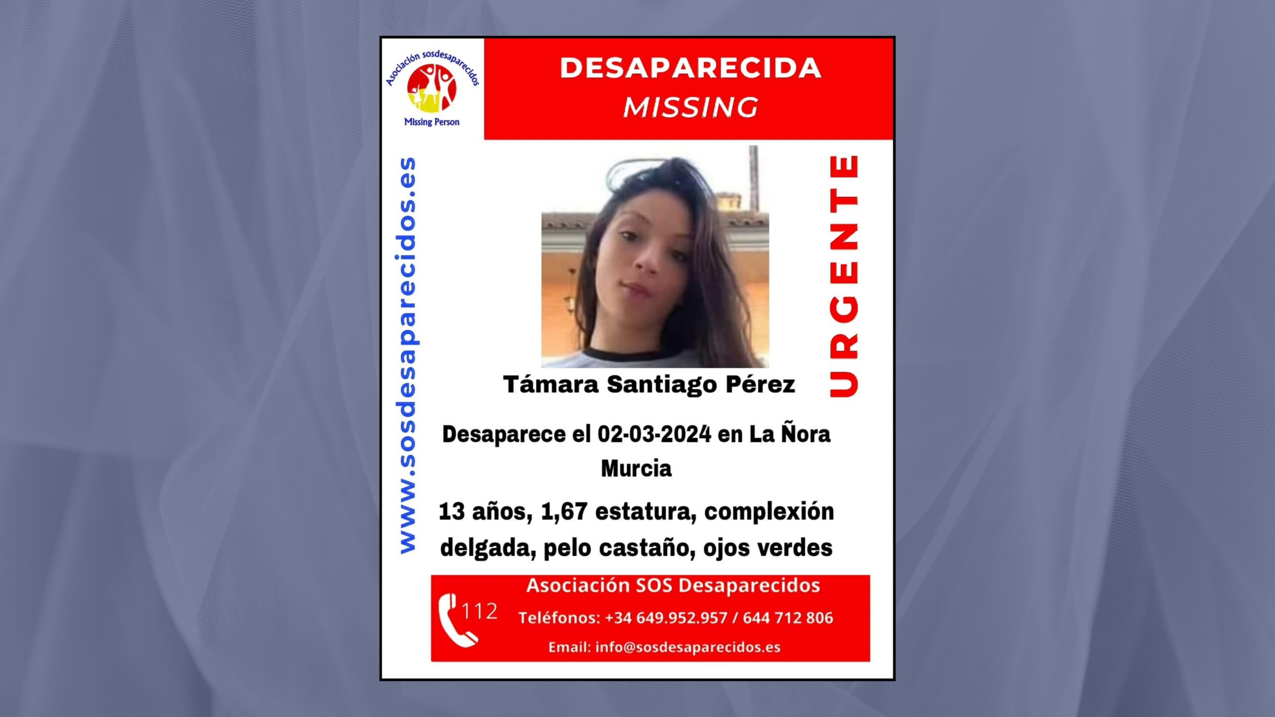 Se busca a una niña de 13 años desaparecida en