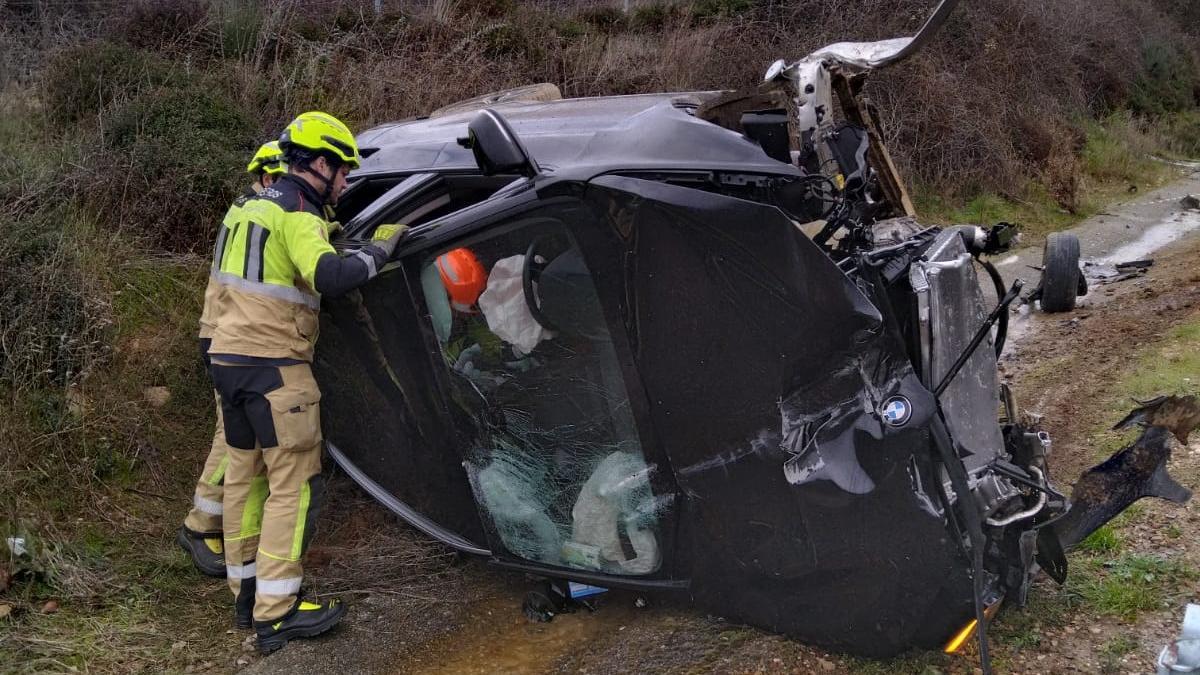 Accidente en la A-6 este domingo, a la altura de Bembibre.
