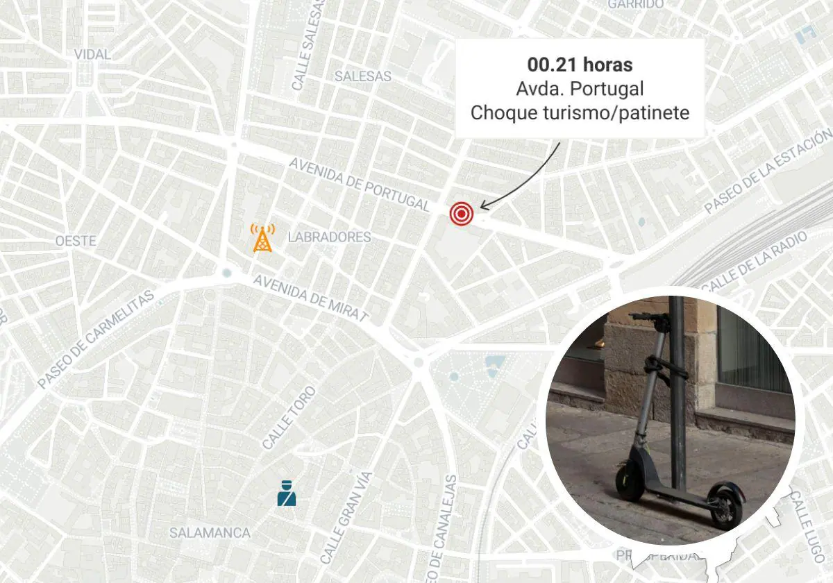 Accidente entre coche y patinete, decomiso de drogas y denuncia por ruidos marcan la noche de viernes en Salamanca