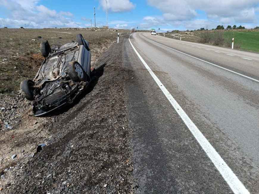Herido grave en accidente en la N-122, en la cuesta de La Omeñaca