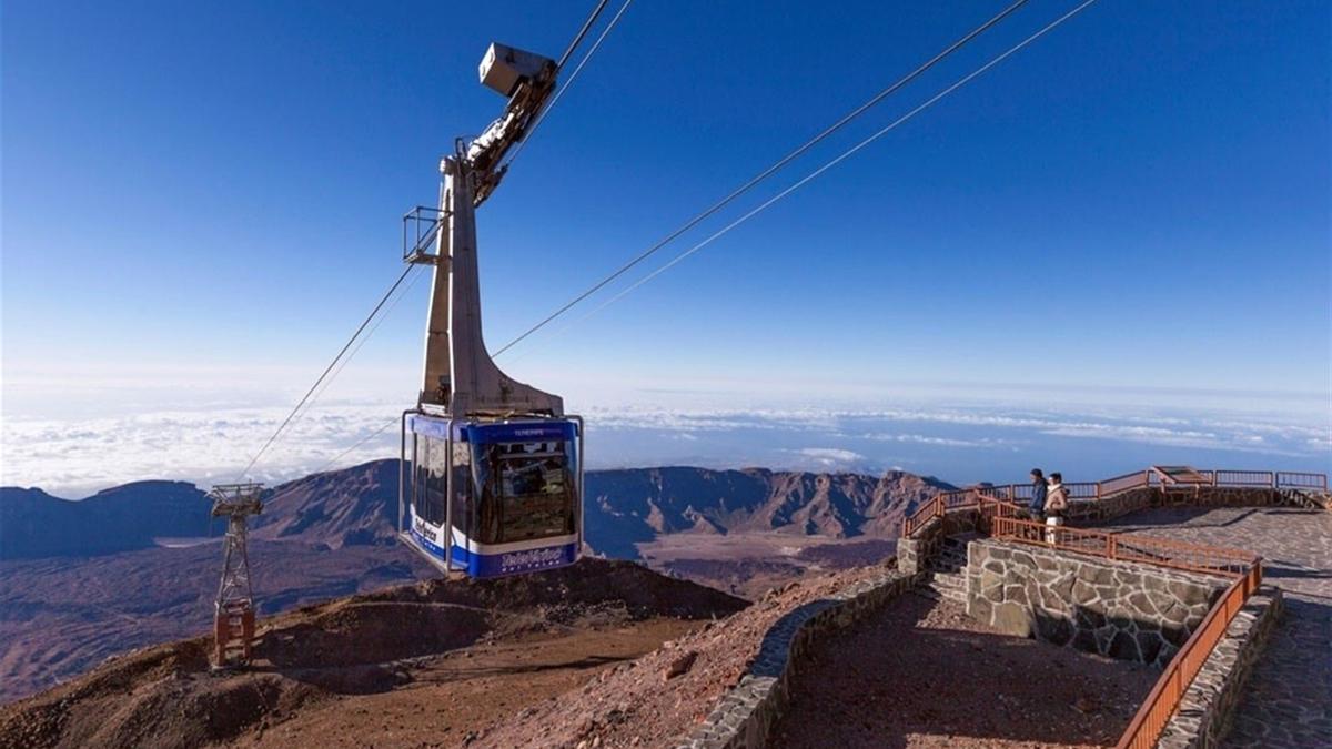 Una de las cabinas del teleférico, en el Teide