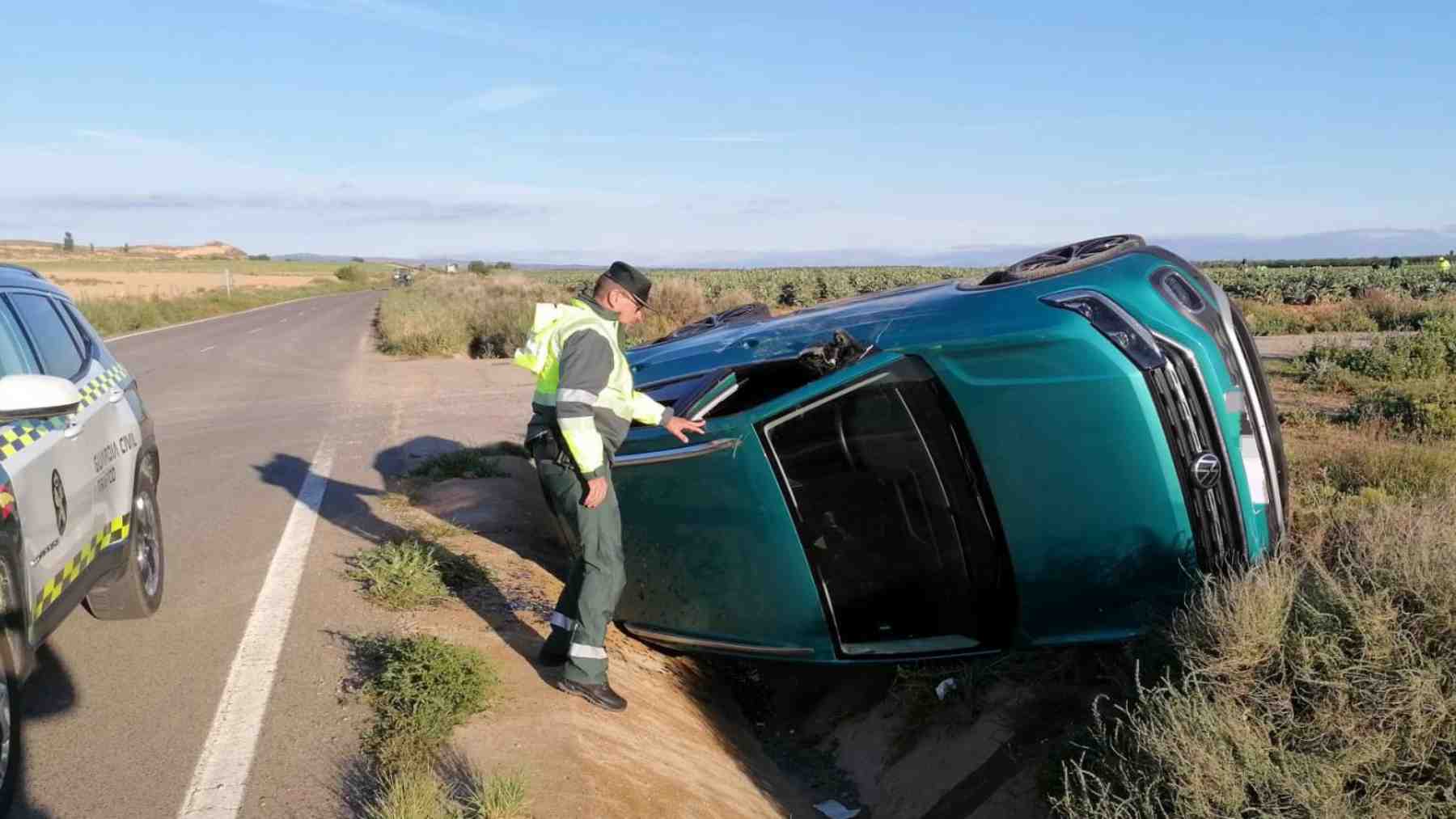 Mujer herida tras accidente de tráfico en la carretera NA-3042 en Ablitas