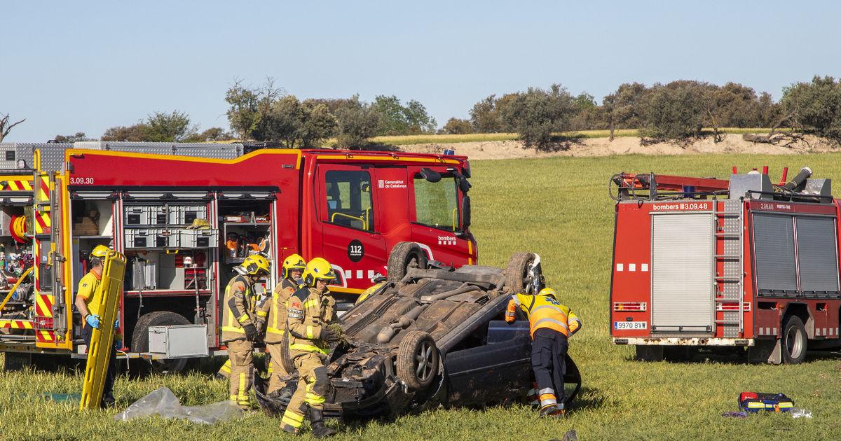 Un herido en una salida de vía en la L-310 en Tàrrega