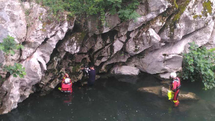 Rescatan ilesos a un vecino de Andoain y su perro que cayeron al río en Puente Viesgo