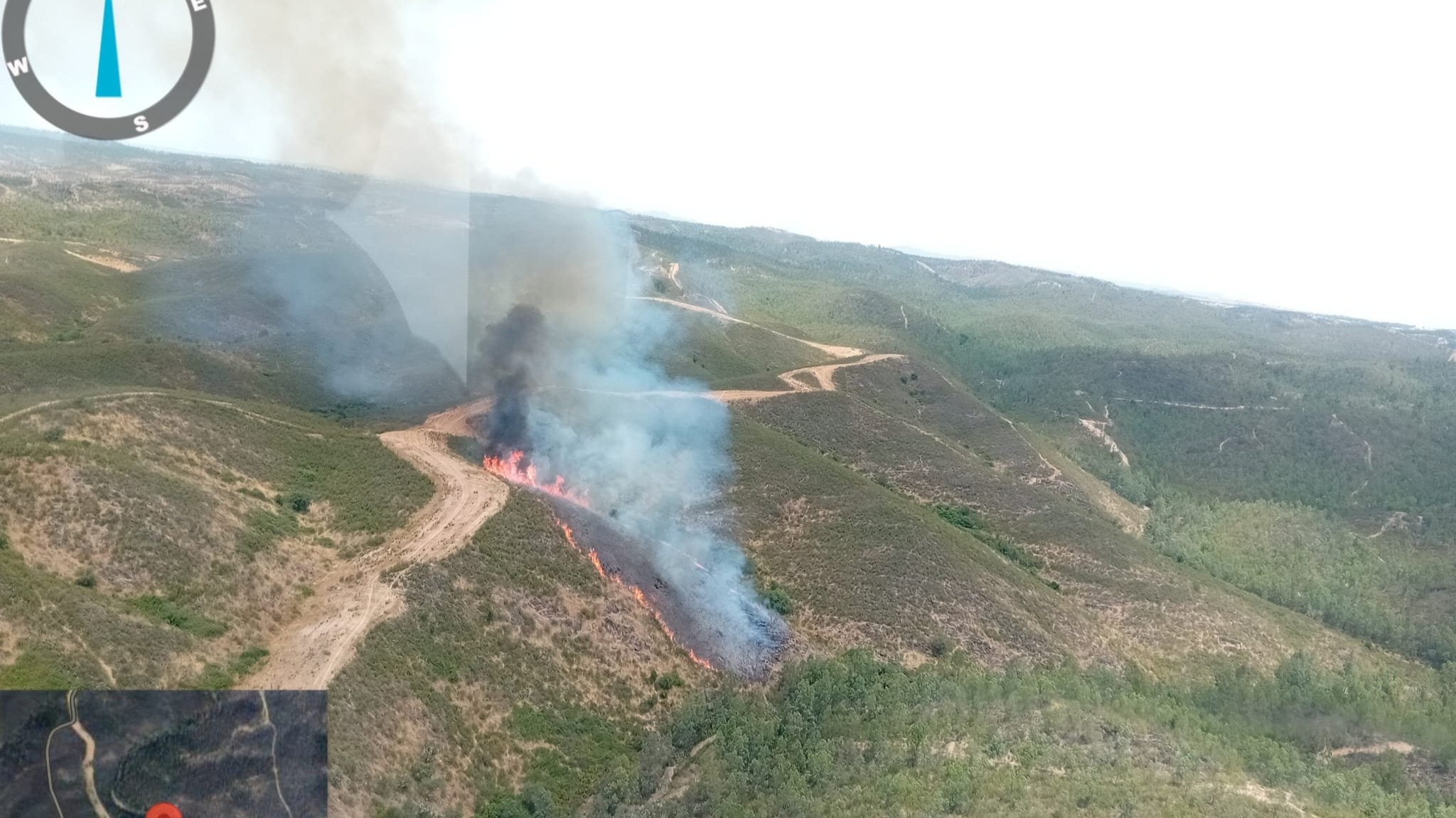 Incendio forestal en Valverde: gran despliegue del Infoca por aire y tierra