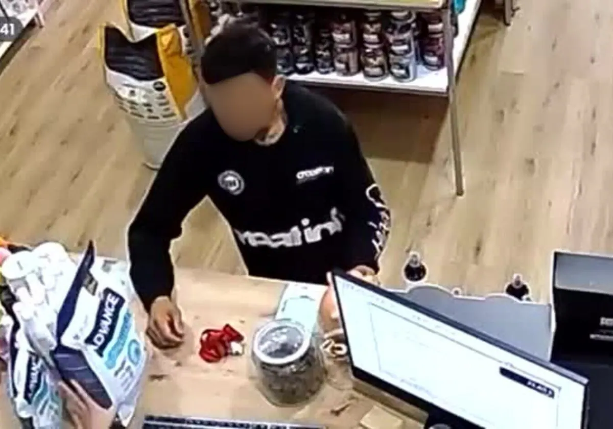 Roba en una tienda de animales la hucha de las propinas en Siete Palmas