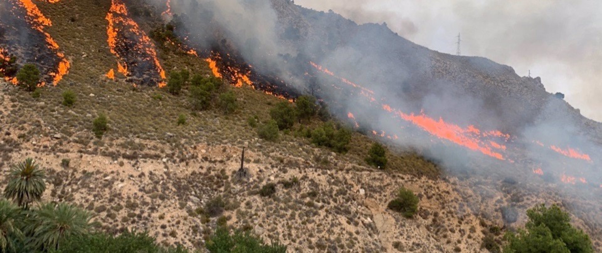 Tres helicópteros tratan de ayudar en las labores de extinción de un incendio en Ojós