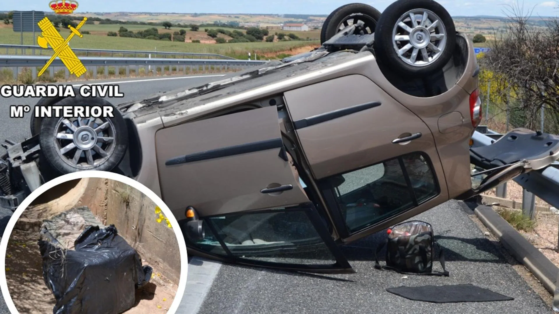 Sucesos en Burgos: Detenido con 33 kilos de hachís tras un accidente de coche