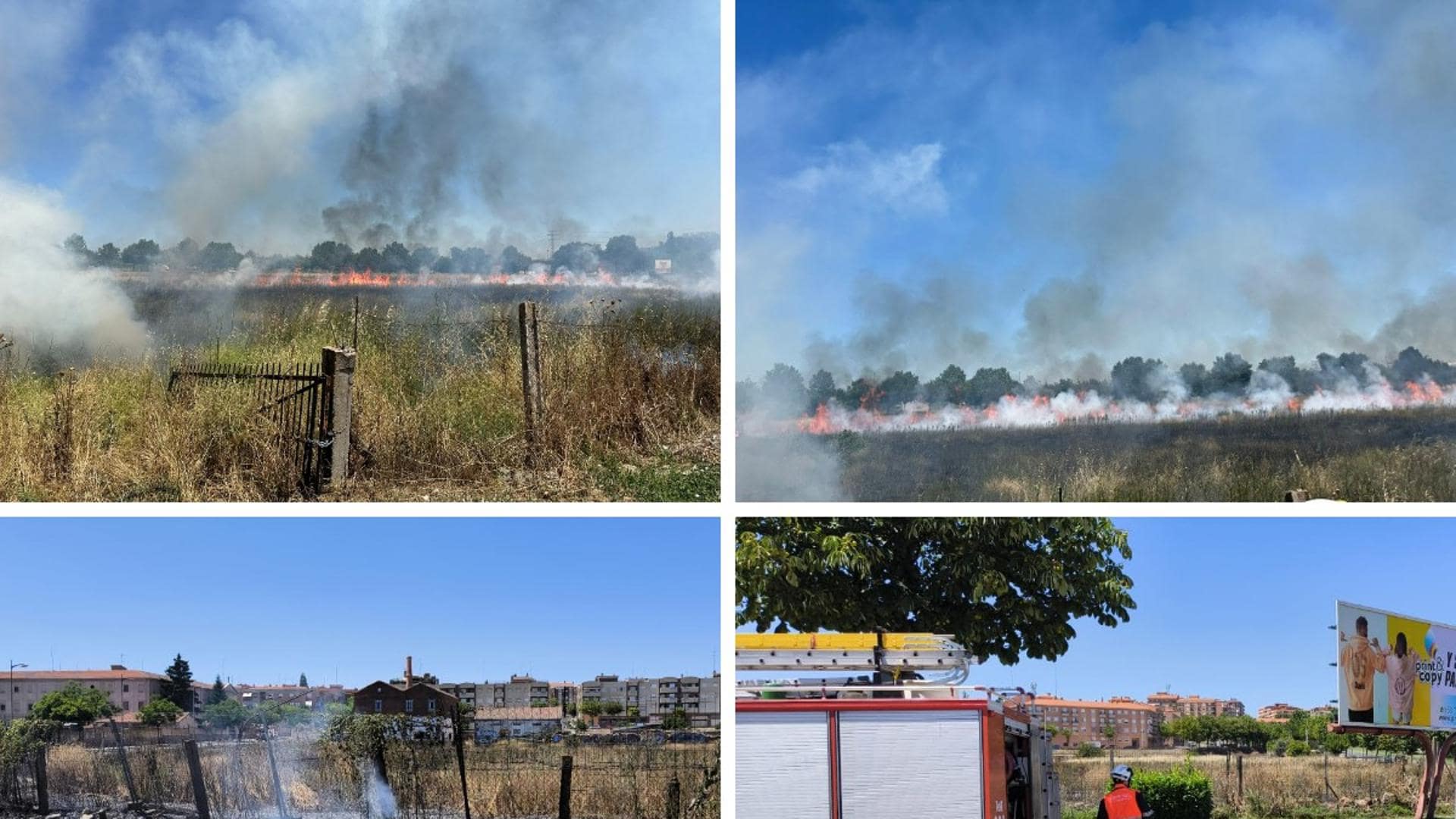 Un fuego de pastos moviliza a los bomberos en la zona del Camino de las Aguas