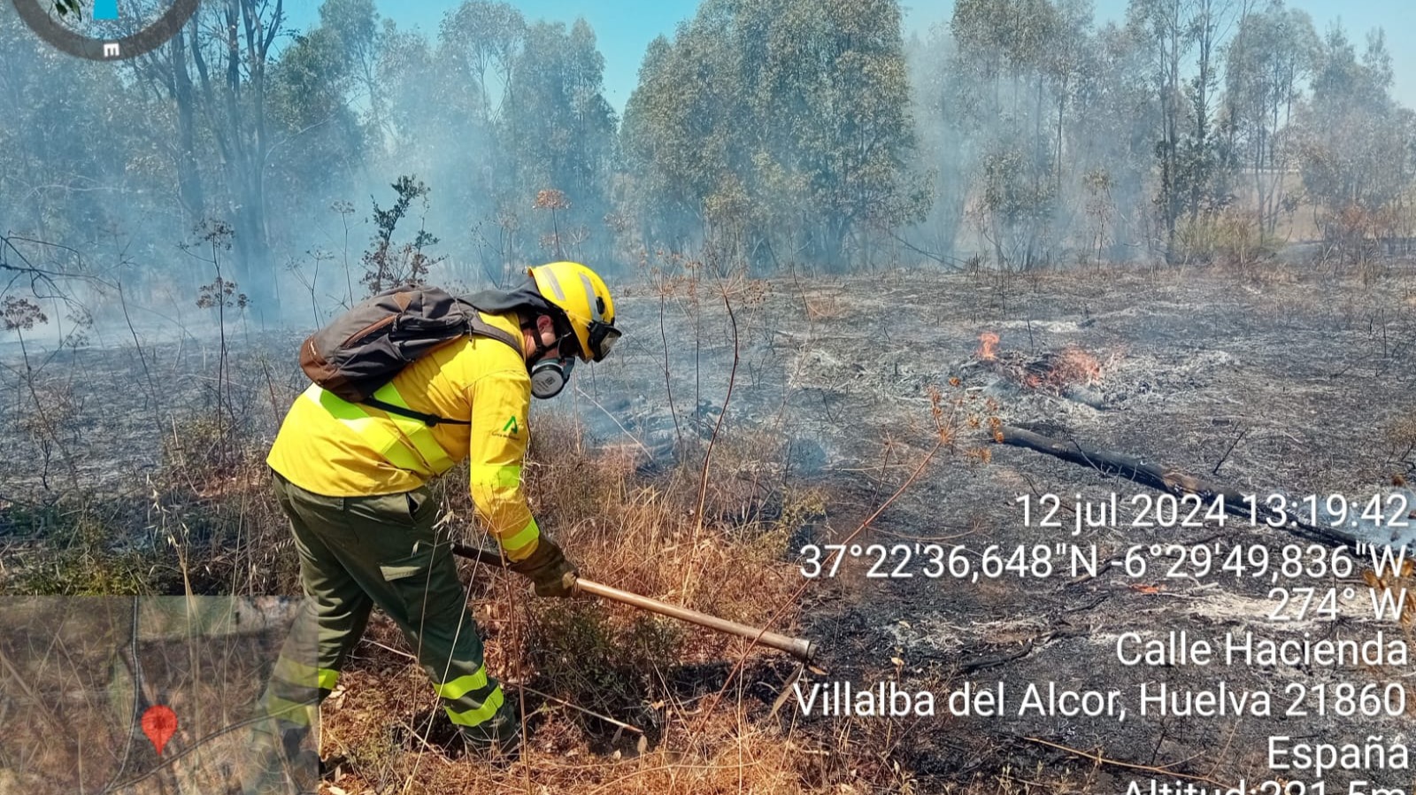 Estabilizado el incendio forestal de Villalba del Alcor: El Infoca continúa trabajando para su control