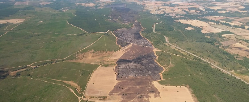 Imagen del incendio de Trabazos durante la tarde de este domingo. Foto: JCYL.