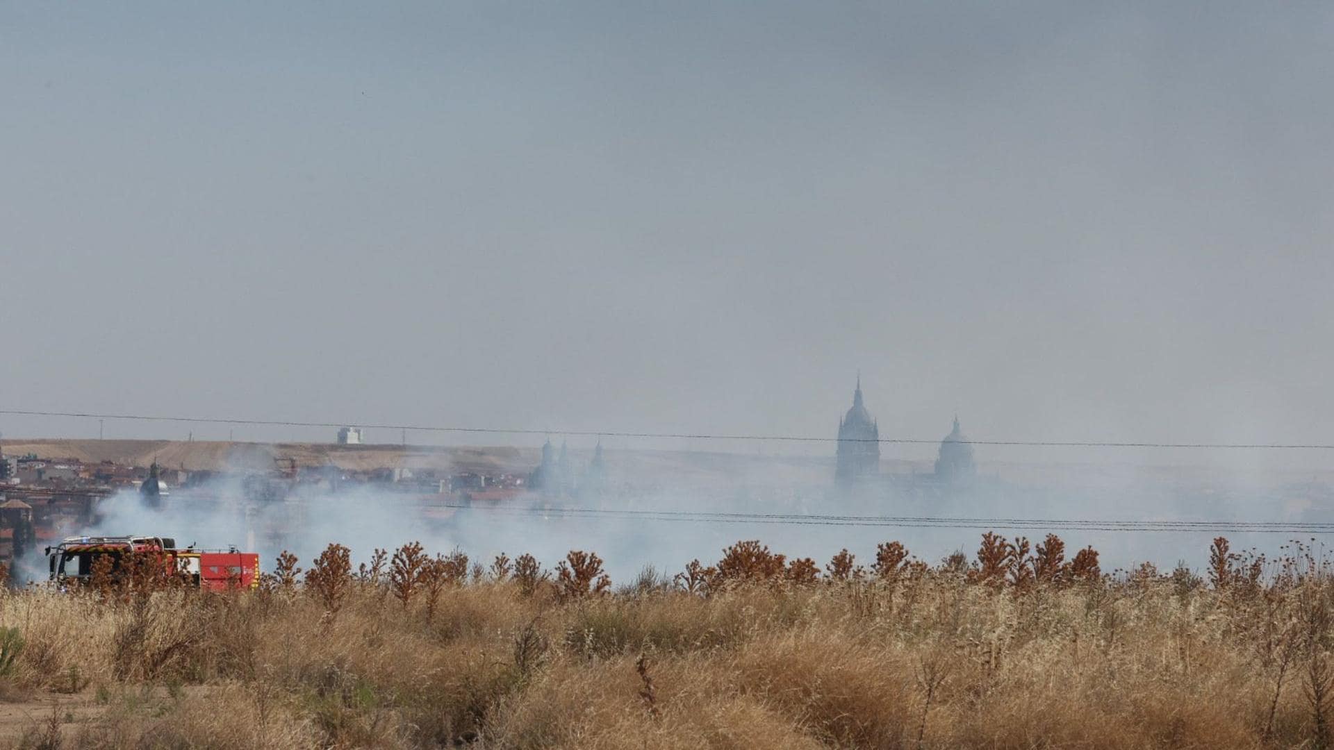 Incendio de pasto en Aldeatejada causa alarma y provocó una densa humareda visible desde la ciudad