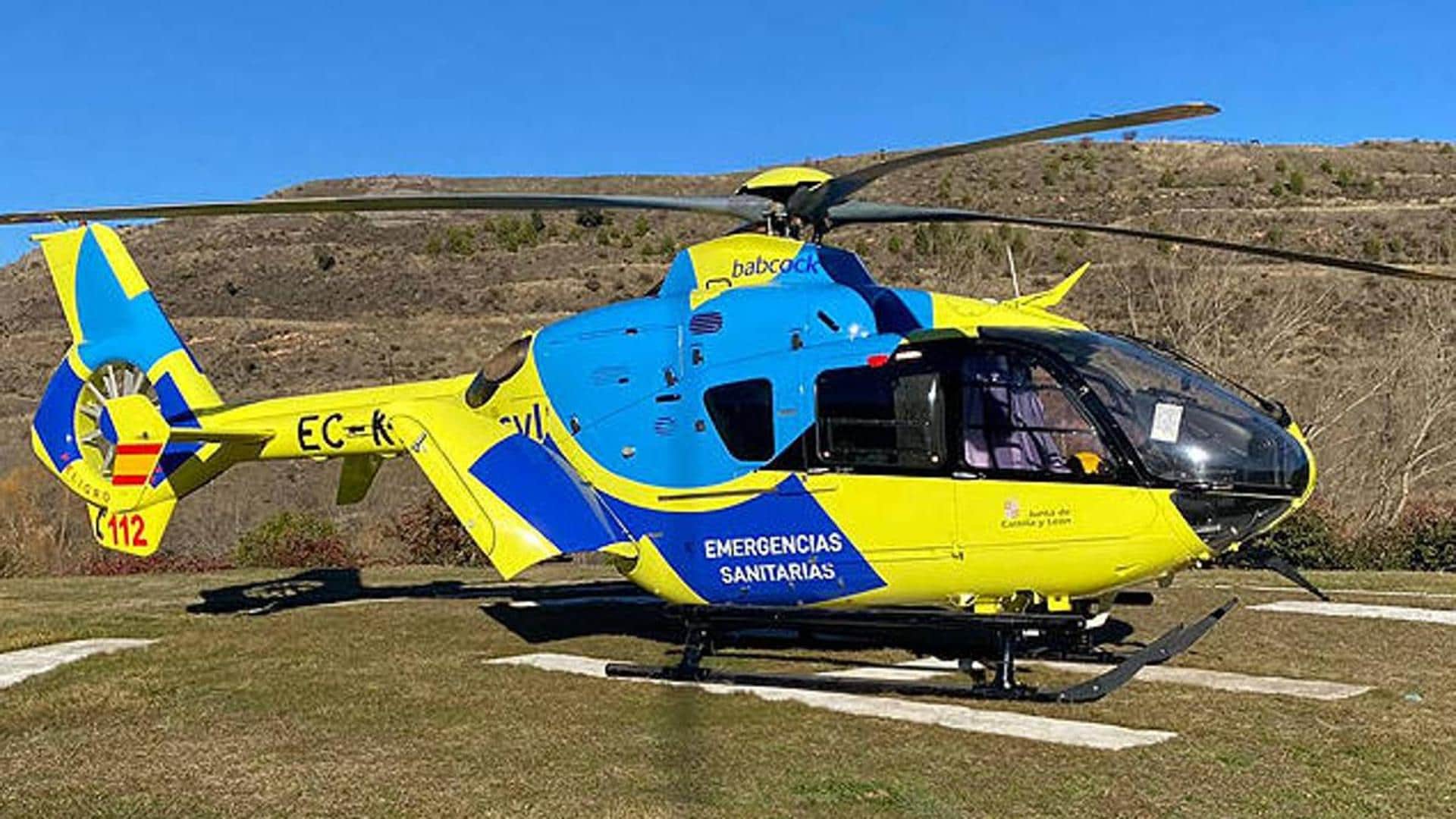 Evacuado en helicóptero un motorista tras sufrir un accidente en Burgos