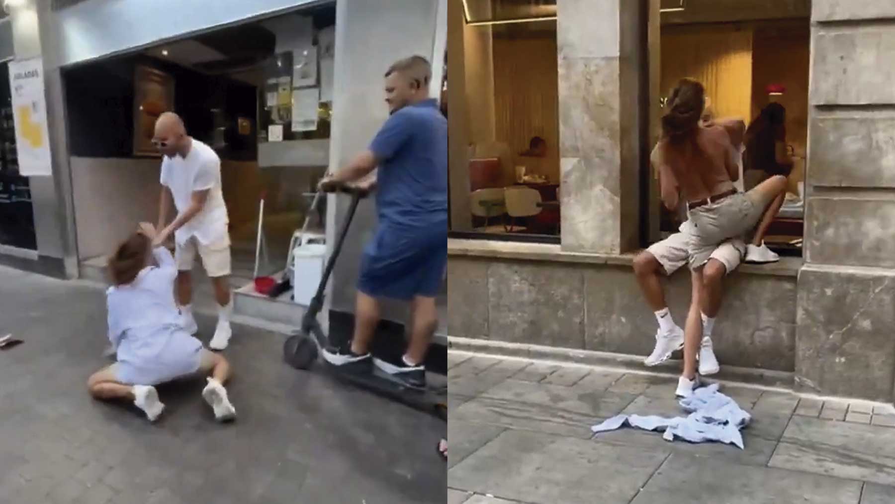 Graban a una mujer acosando a varios hombres en la Plaza España de Palma y se hace viral