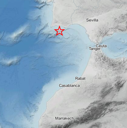 Terremoto detectado en el Golfo de Cádiz