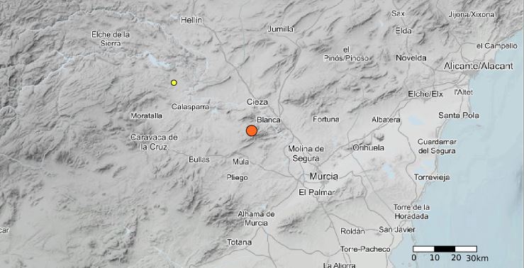 Tres terremotos sorprenden a las comarcas del Valle de Ricote y el Río Mula en la noche del domingo