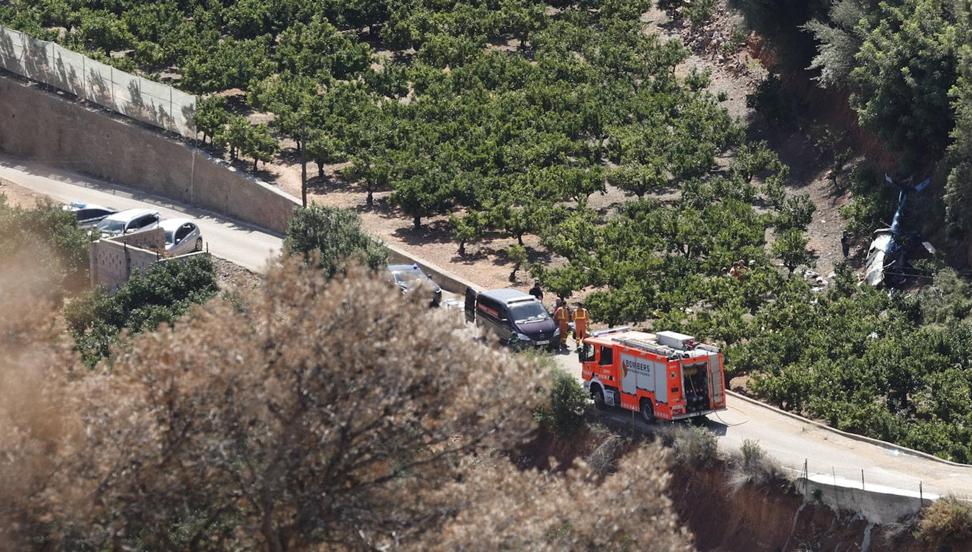 Alto riesgo de incendio en la zona del accidente del helicóptero por el combustible de la aeronave