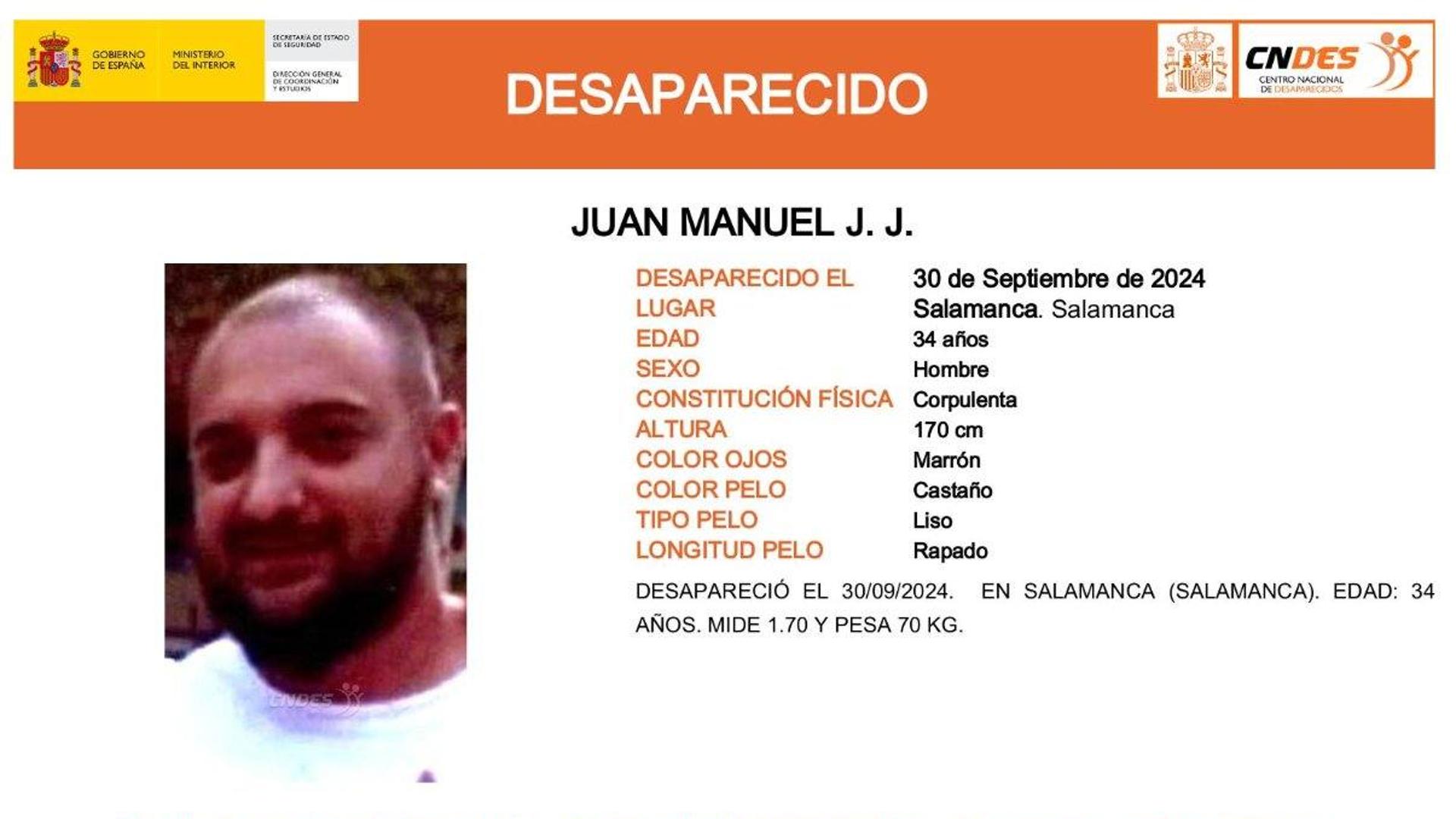 Desaparece hombre en Salamanca y las autoridades piden la ayuda de la ciudadanía