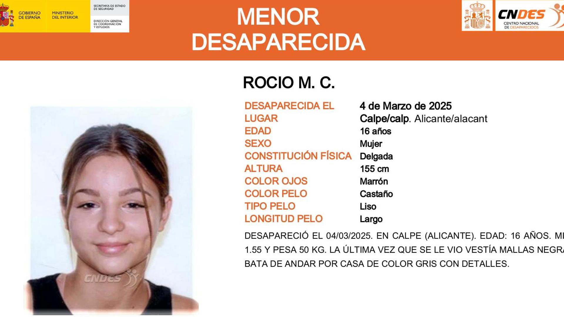 Activan alerta para buscar a una menor desaparecida en Calp