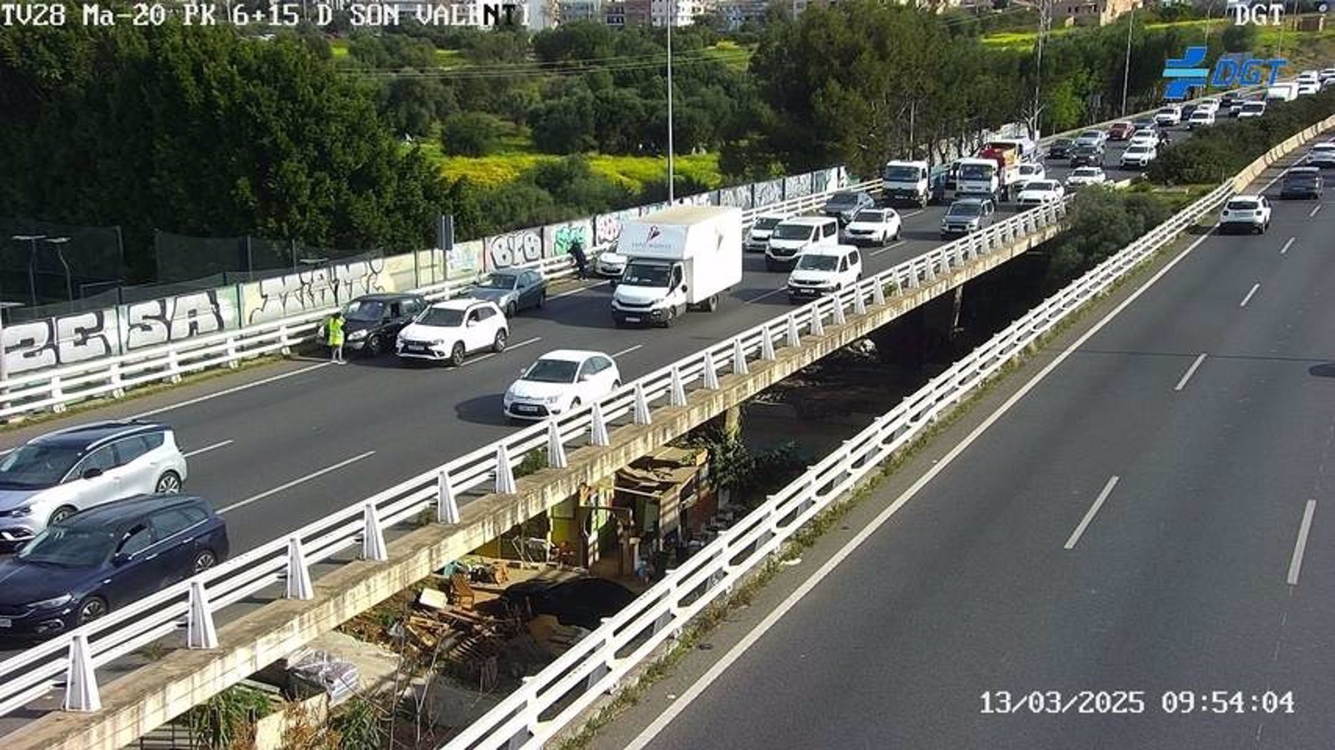 Dos accidentes en la Vía de Cintura en sentido Andratx generan retenciones kilométricas
