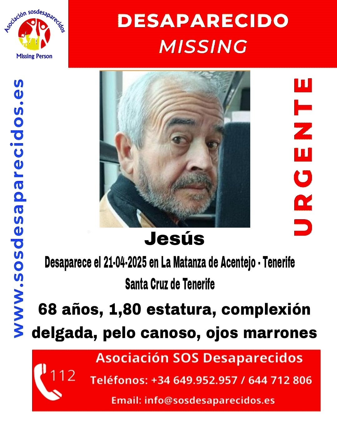 Buscan a Jesús, desaparecido el pasado lunes en Tenerife