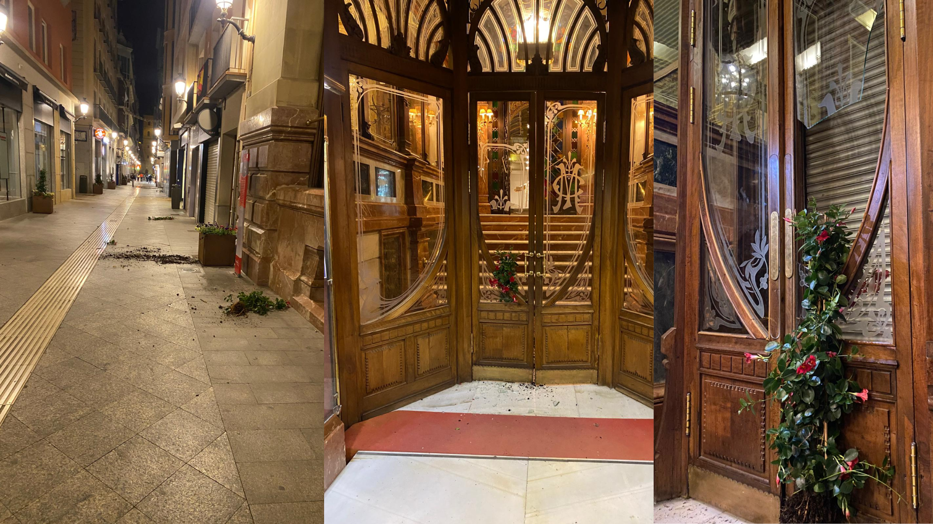 Rompen un cristal histórico del Real Casino de Murcia de madrugada