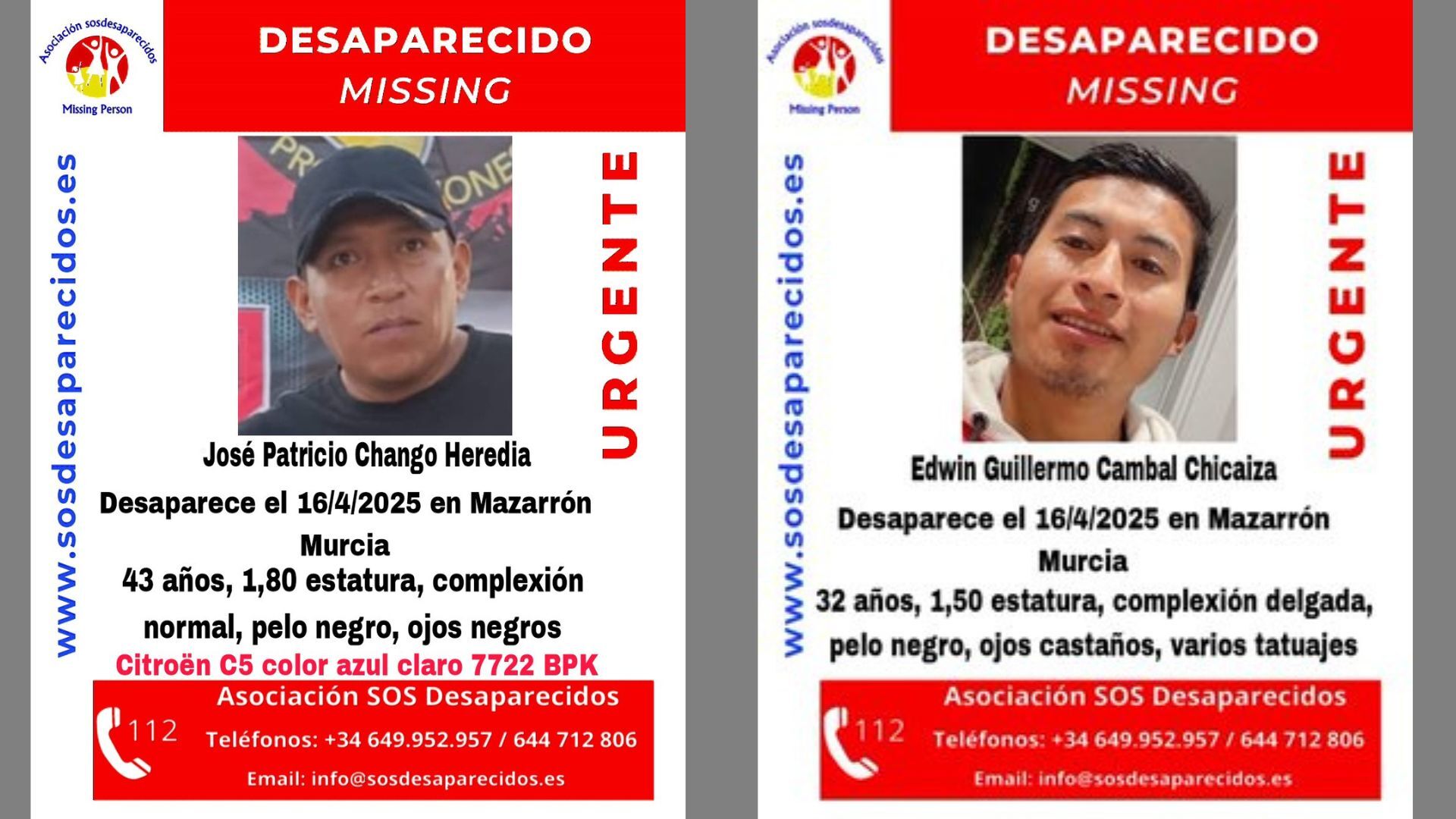 Buscan a dos hombres que desaparecieron el pasado mes de abril en Mazarrón