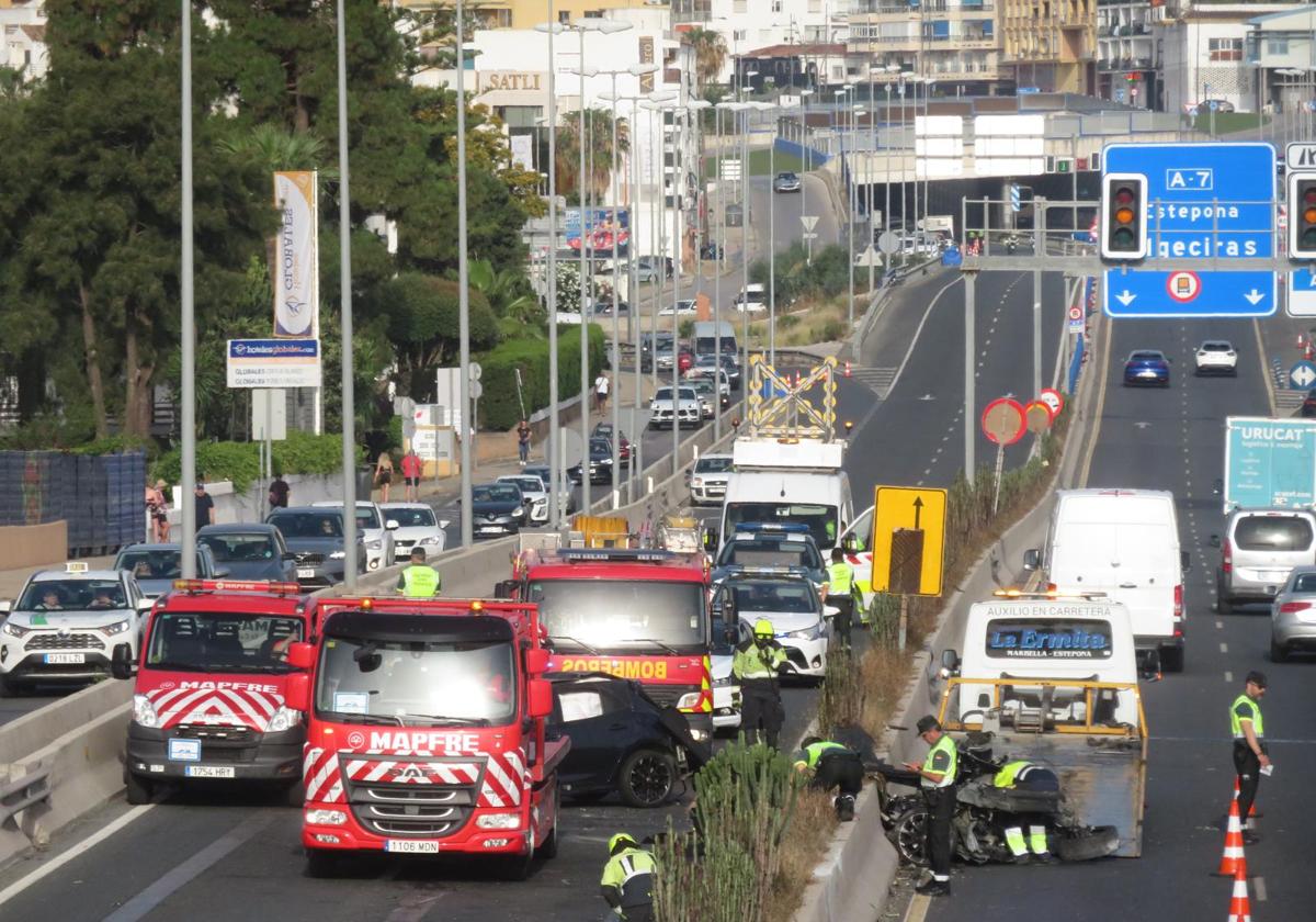 Accidente múltiple en la A-7 provoca cortes de tráfico en Marbella
