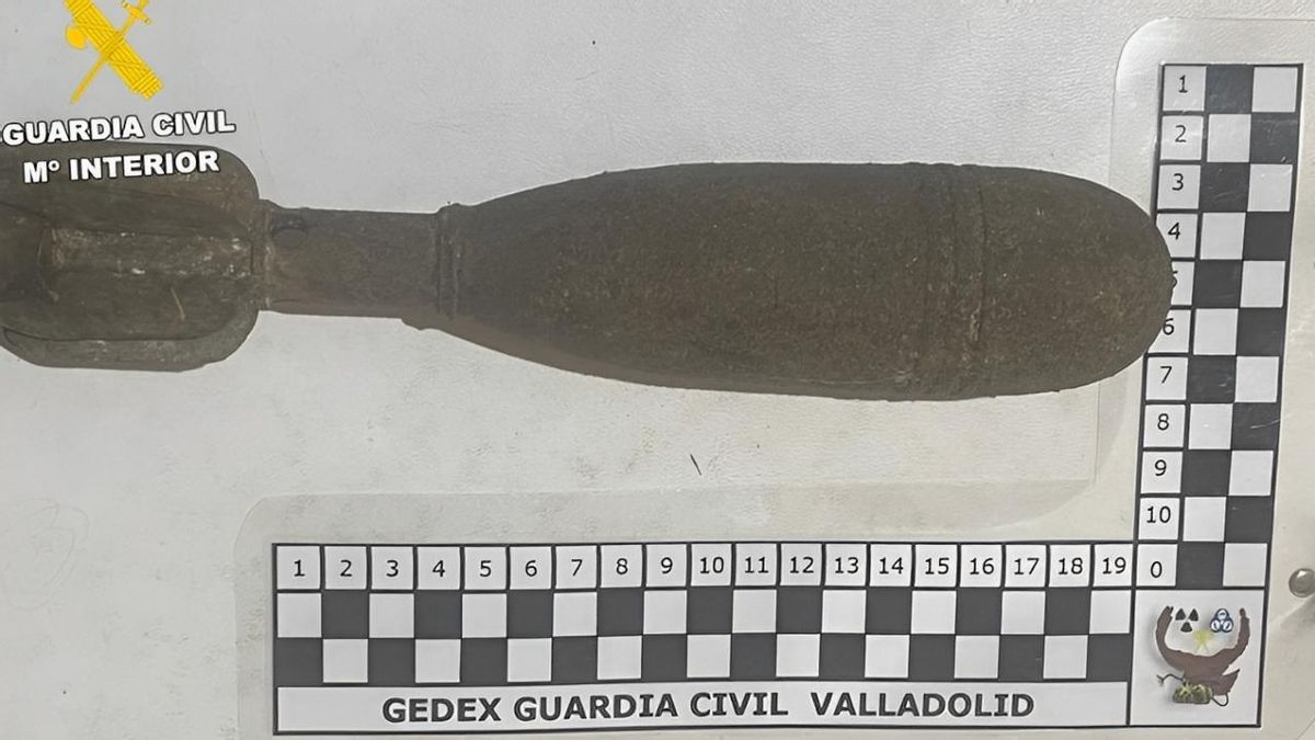 Imagen de la granada de mortero calibre 50 mm encontrada al gestionarse la basura provincial de León.