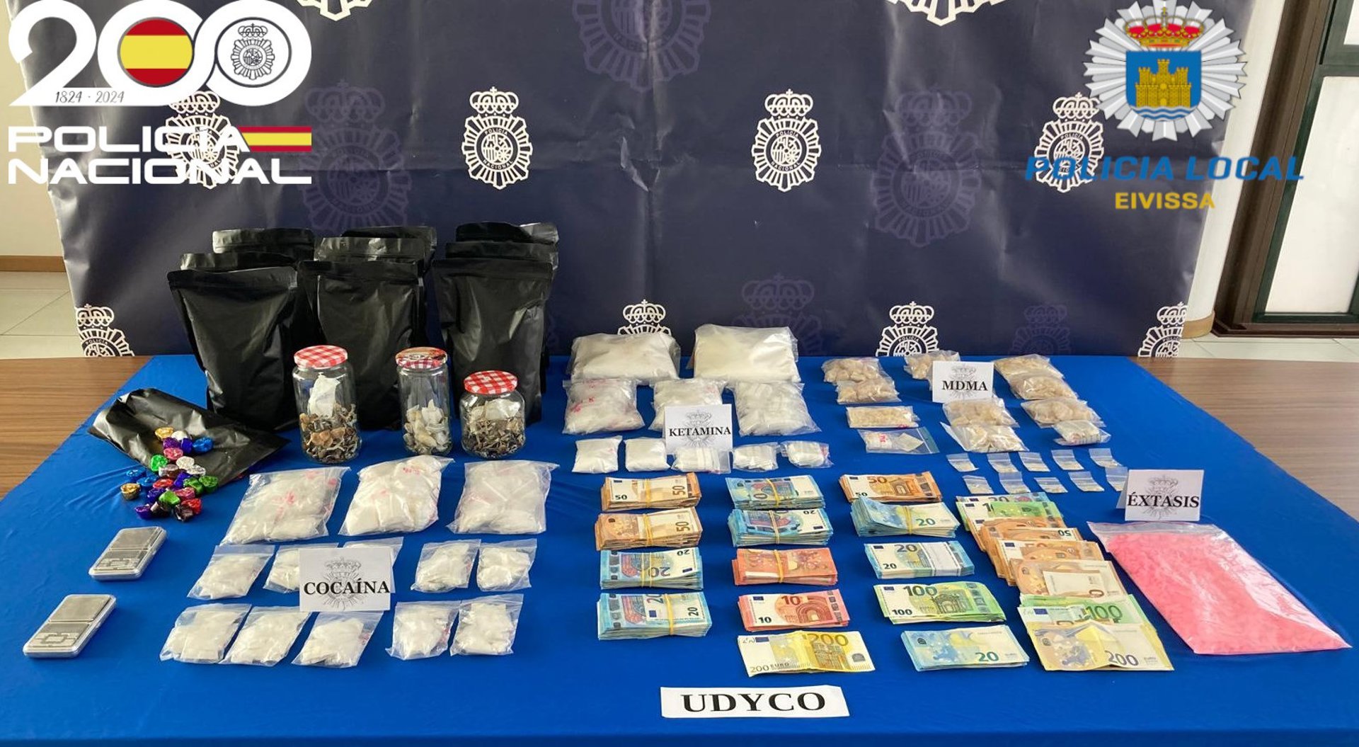 Incautan 14 kilos de drogas y más de 40.000 euros a una pareja de traficantes en Ibiza tras una pelea