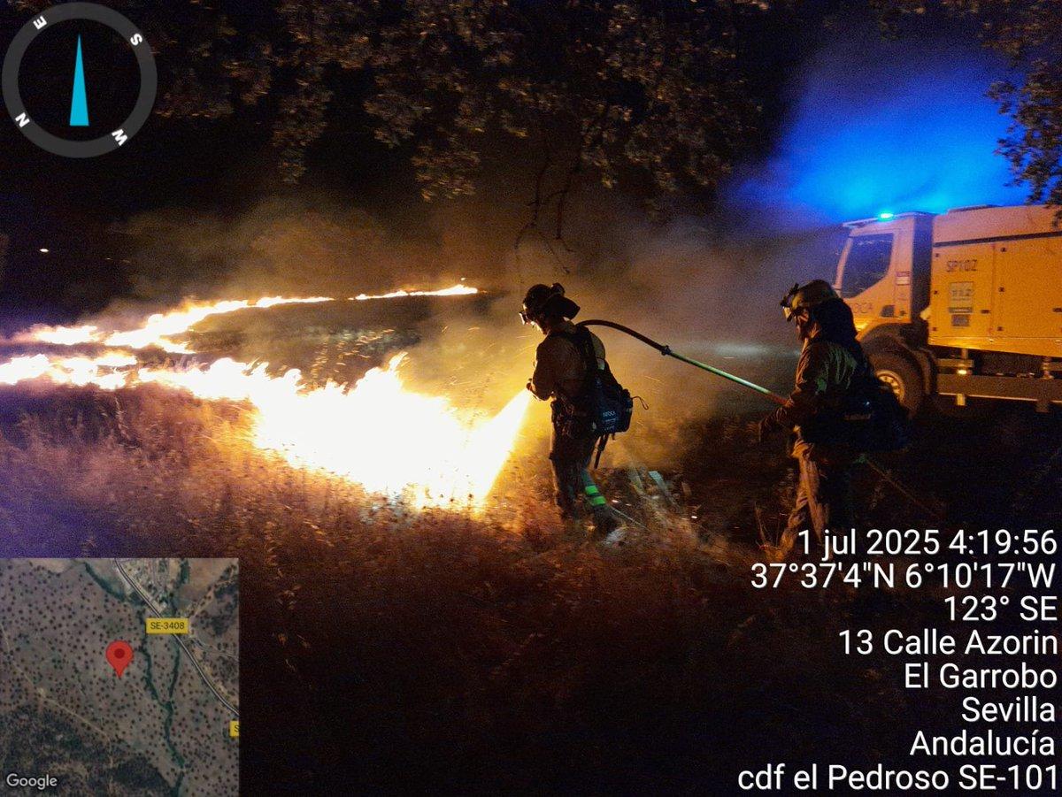 El Plan Infoca despliega medios aéreos para combatir incendio forestal en El Garrobo, Sevilla