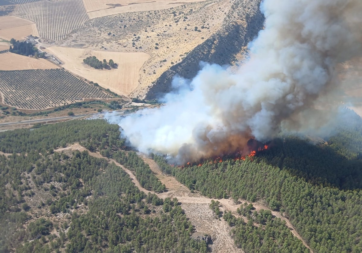 Nuevo incendio forestal en Antequera: dos helicópteros y medio centenar de bomberos