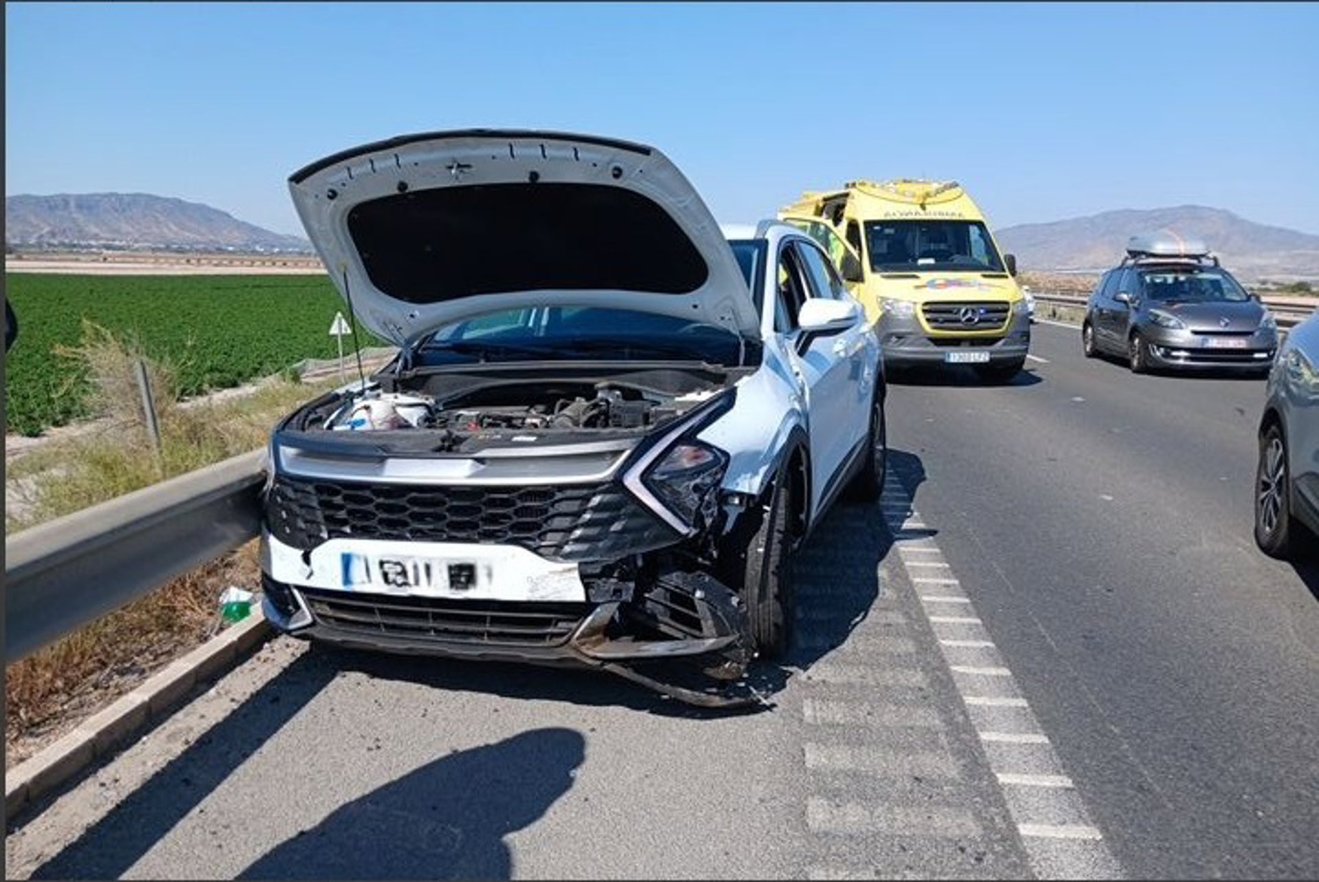 Un accidente múltiple en la A-7 a la altura de Alhama deja 4 personas heridas