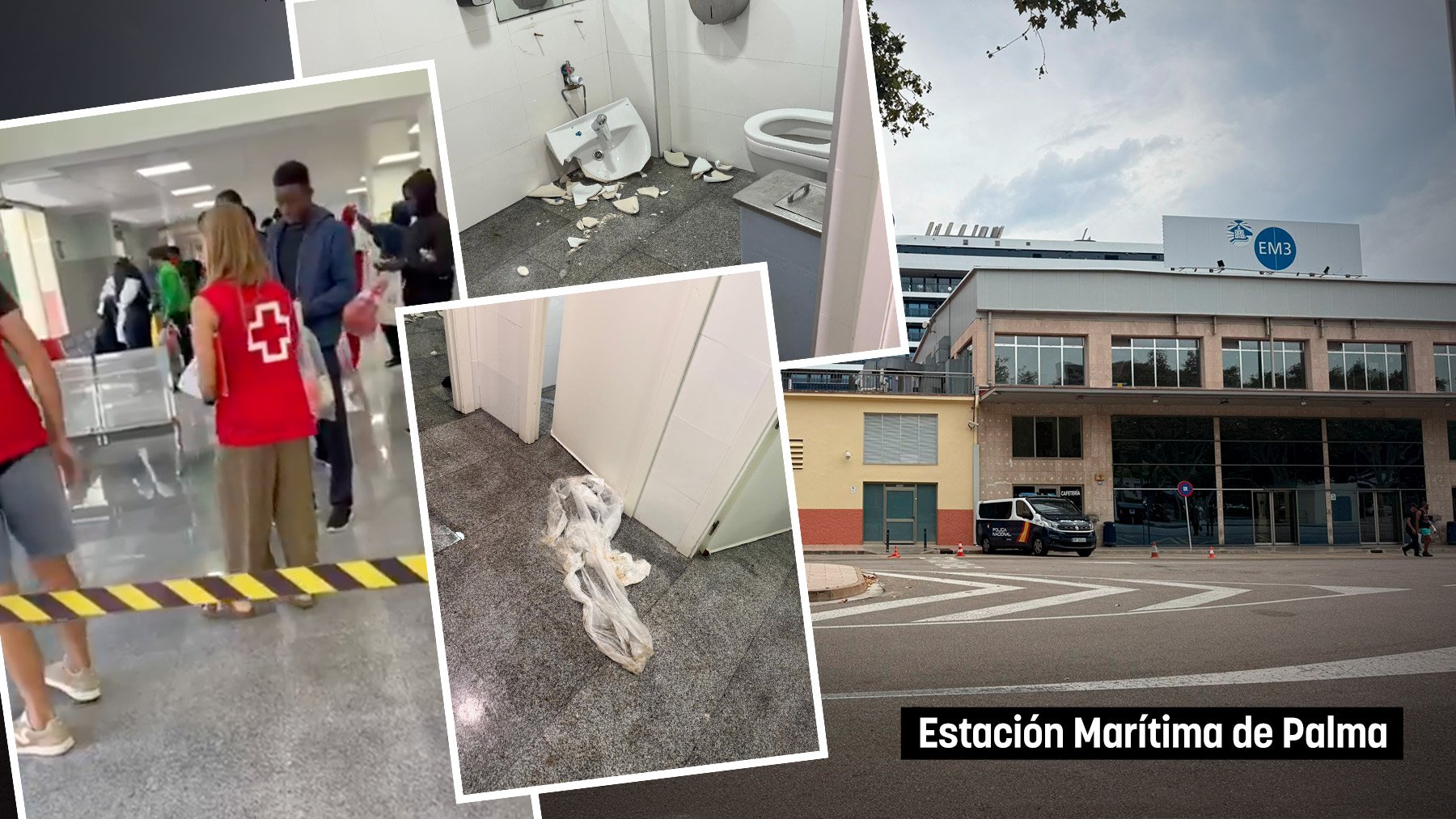 Robos, destrozos y suciedad en la Estación Marítima de Palma donde el Gobierno concentra a los inmigrantes