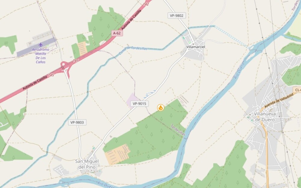 Declarado un incendio activo en Villamarciel