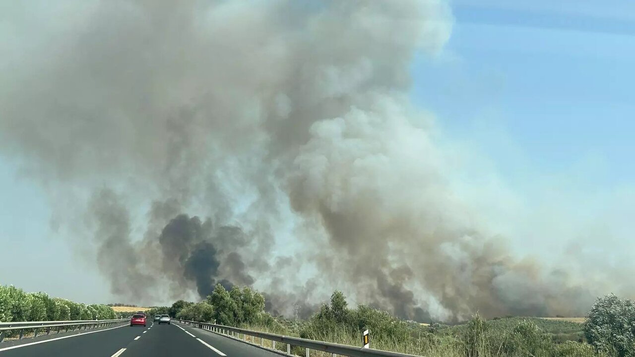 Incendio en EL Corchito, Bonares. Fuente: X INFOCA