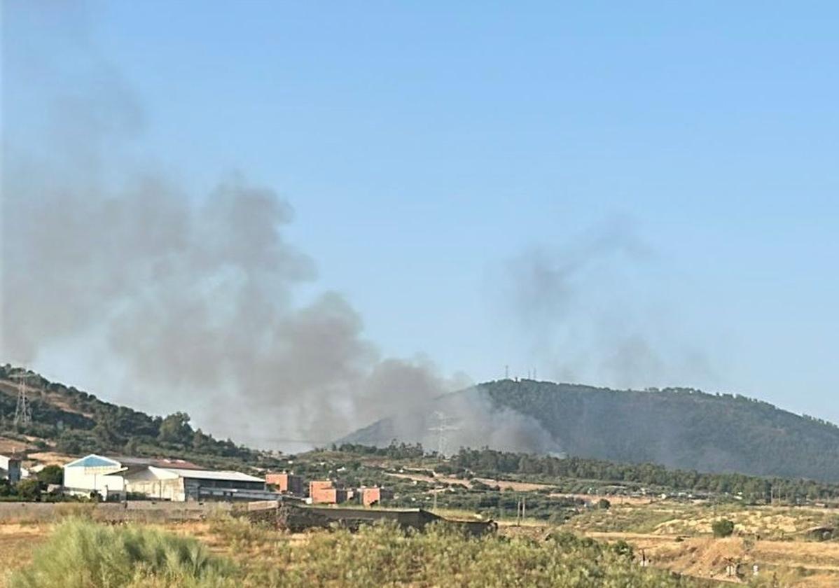 Un coche sale ardiendo en la A-66 y origina un incendio forestal a la altura de Cañaveral