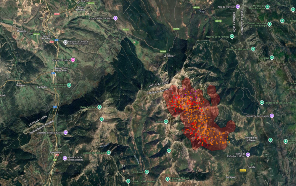 El incendio de El Pico del Lobo mantiene en alerta a Segovia