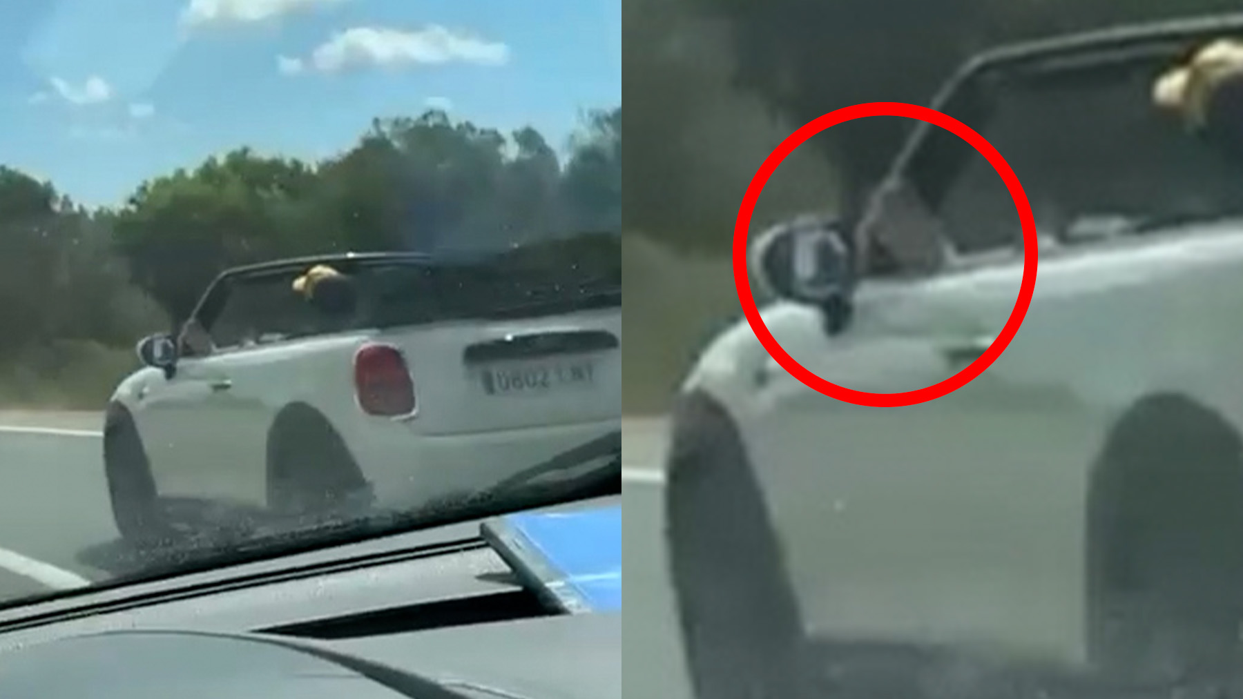 Un conductor circula por la autopista de Llucmajor con un pie en la ventanilla