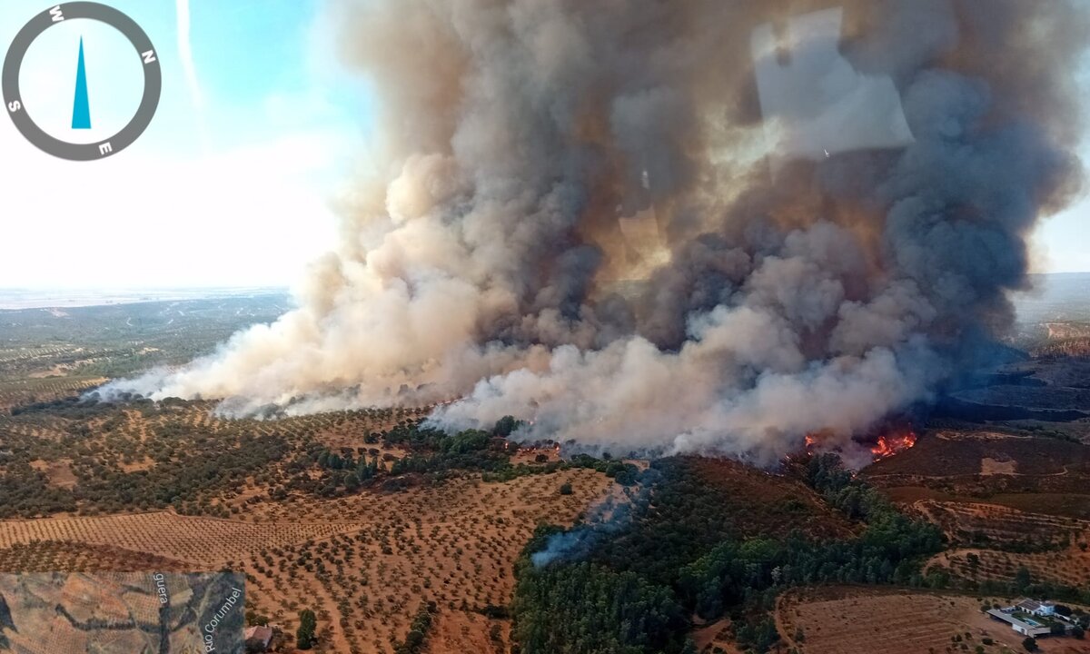 Fuerte dispositivo del Infoca combate un incendio en Paterna del Campo